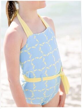 NWOT The Beaufort Bonnet Company, Blue & Yellow Fish Print Halter suit, 8 & 10